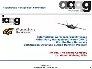 Tim Lee, The Boeing Company Dr. Gamal Weheba, WSU