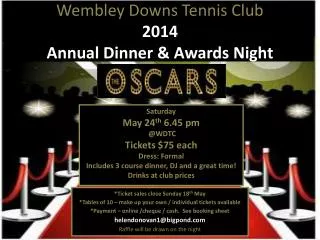 Wembley Downs Tennis Club 2014 Annual Dinner &amp; Awards Night