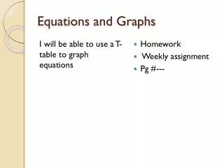 Equations and Graphs