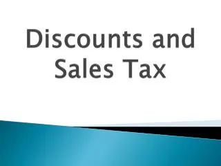 Discounts and Sales Tax