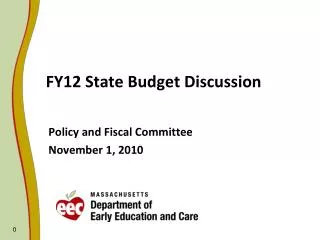 FY12 State Budget Discussion