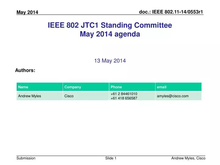 ieee 802 jtc1 standing committee may 2014 agenda