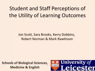 Student and Staff Perceptions of the Utility of Learning Outcomes