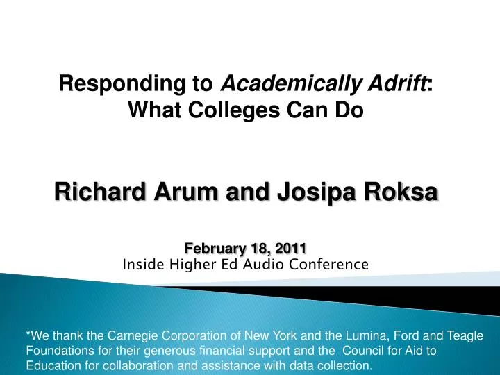 richard arum and josipa roksa february 18 2011 inside higher ed audio conference