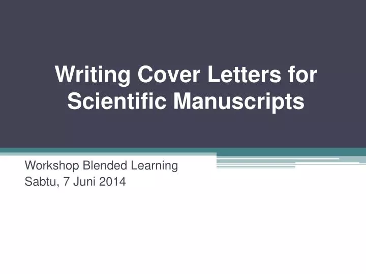 writing cover letters for scientific manuscripts