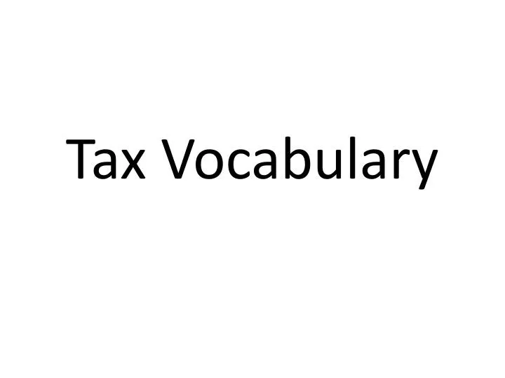 tax vocabulary