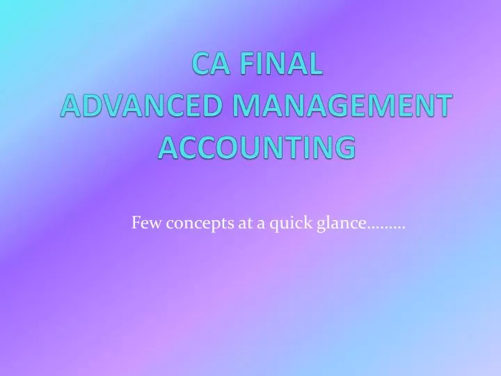 ca final advanced management accounting