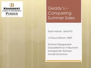 Geddy’s – Conquering Summer Sales