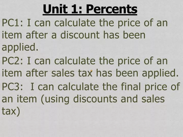 unit 1 percents