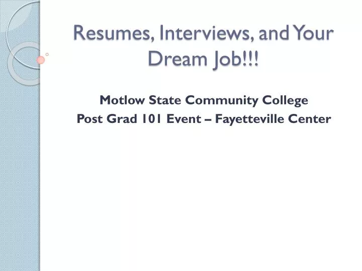 resumes interviews and your dream job
