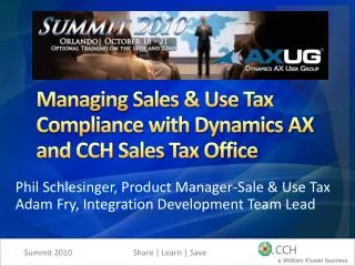 Managing Sales &amp; Use Tax Compliance with Dynamics AX and CCH Sales Tax Office