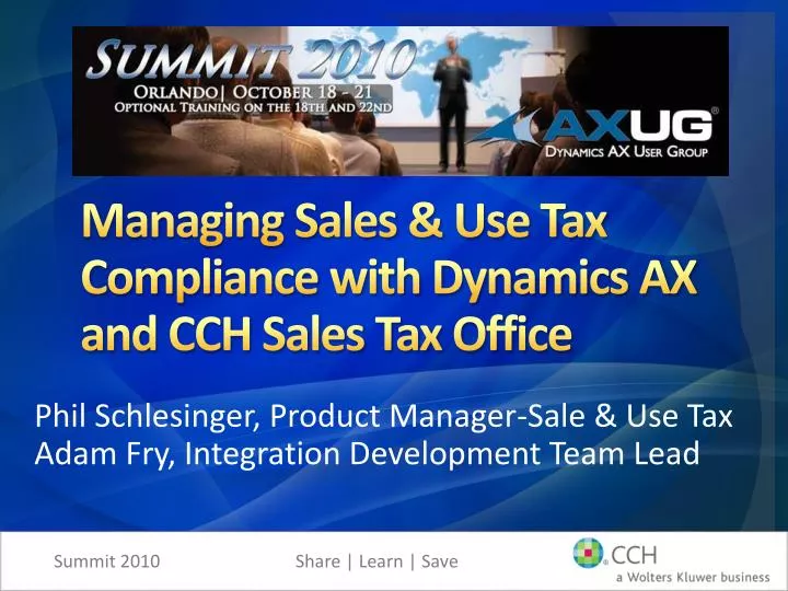 managing sales use tax compliance with dynamics ax and cch sales tax office