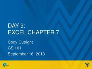 Day 9: Excel Chapter 7