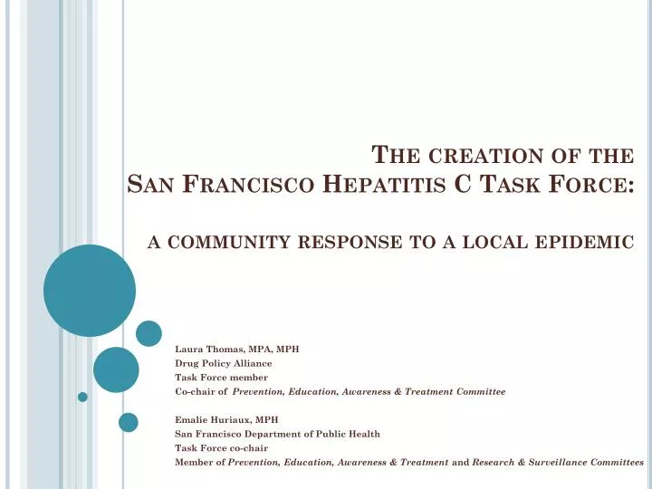 the creation of the san francisco hepatitis c task force a community response to a local epidemic