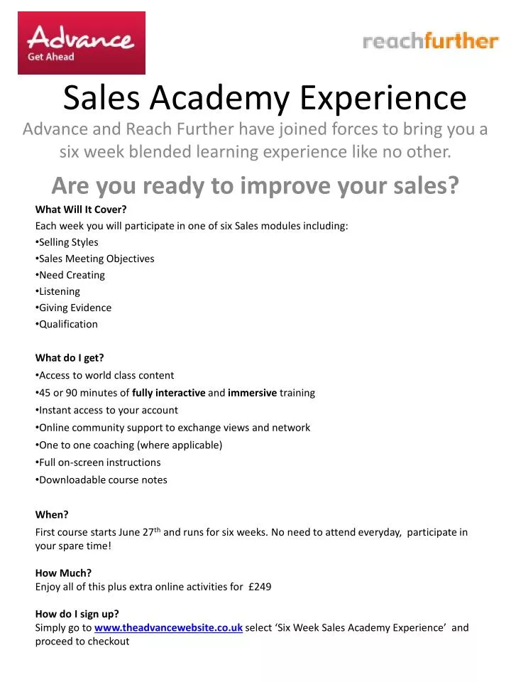 sales academy experience