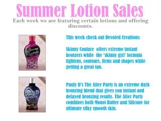 Summer Lotion Sales