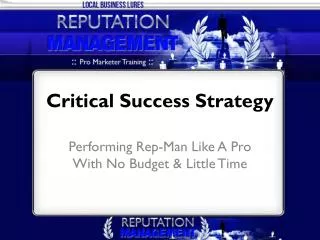 Critical Success Strategy