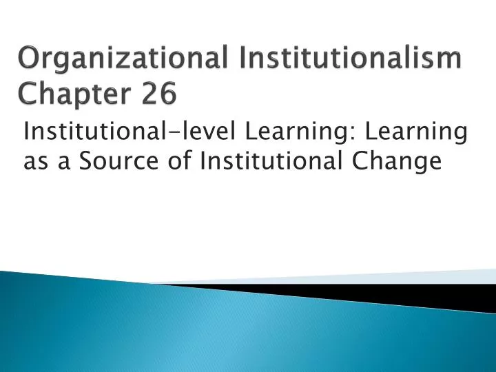 organizational institutionalism chapter 26