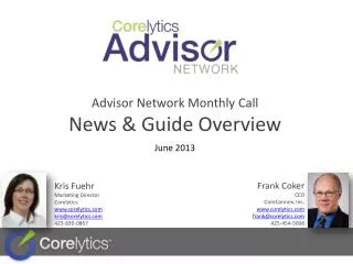 Advisor Network Monthly Call News &amp; Guide Overview
