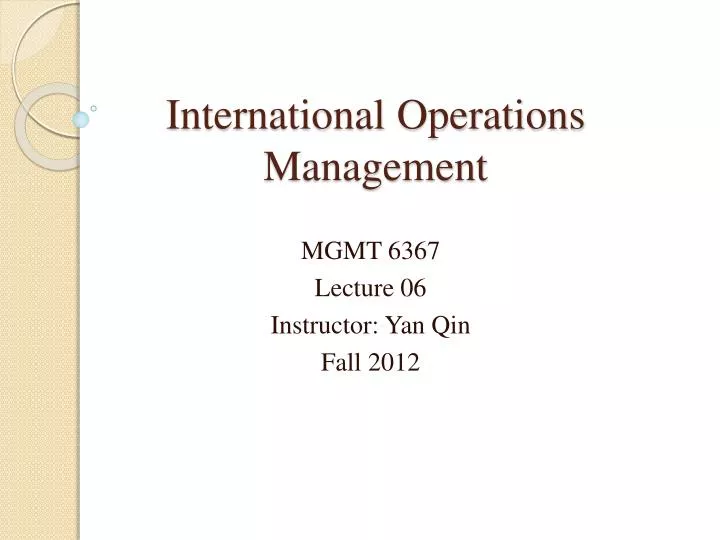 international operations management