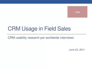 CRM Usage in Field S ales
