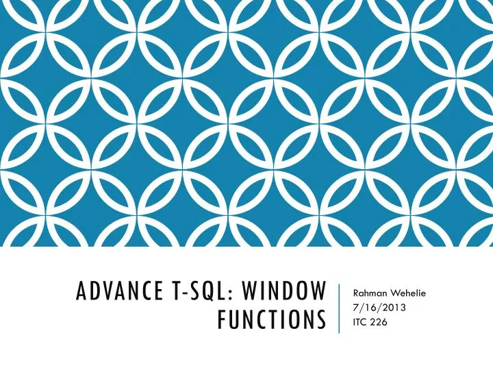 advance t sql window functions