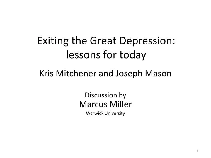 exiting the great depression lessons for today