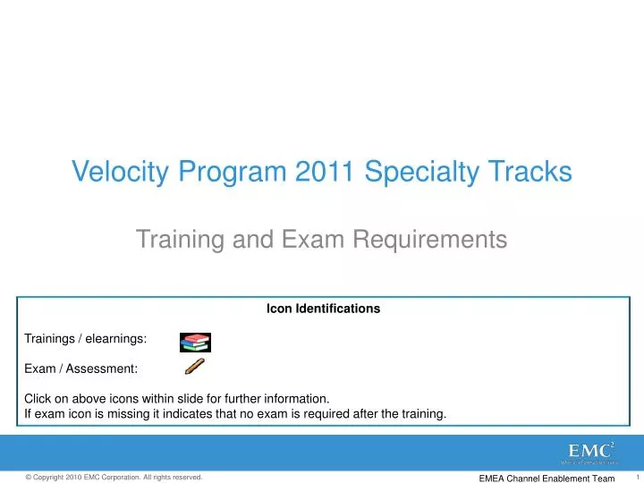 velocity program 2011 specialty tracks
