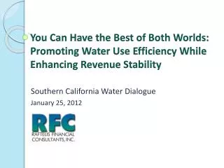 You Can Have the Best of Both Worlds: Promoting Water Use Efficiency While Enhancing Revenue Stability
