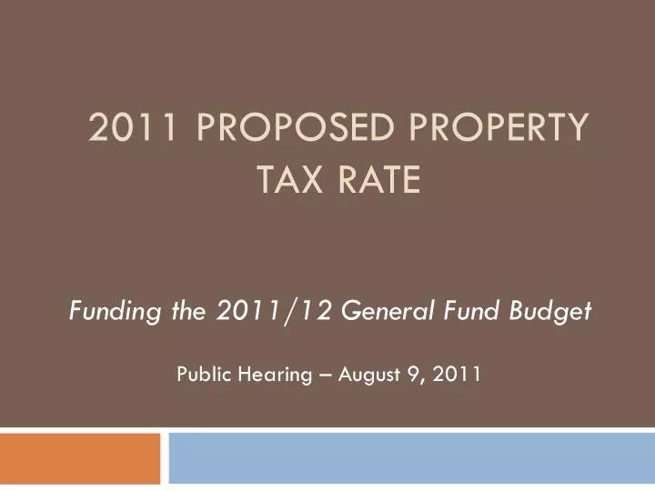 2011 proposed property tax rate