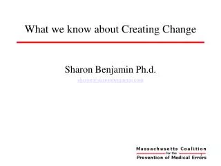 What we know about Creating Change