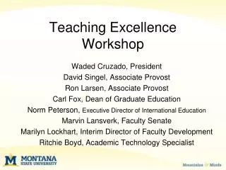 Teaching Excellence Workshop