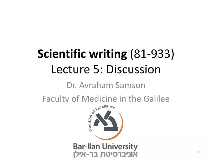 scientific writing 81 933 lecture 5 discussion
