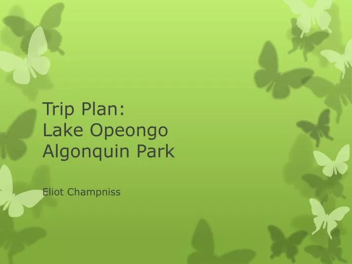 trip plan lake opeongo algonquin park