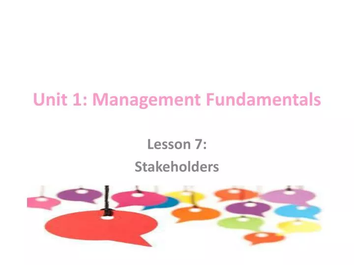 unit 1 management fundamentals