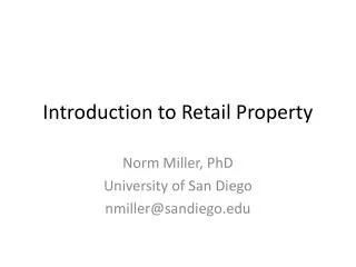 Introduction to Retail Property