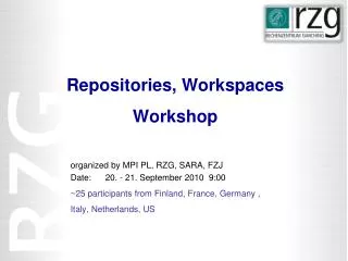 Repositories , Workspaces Workshop