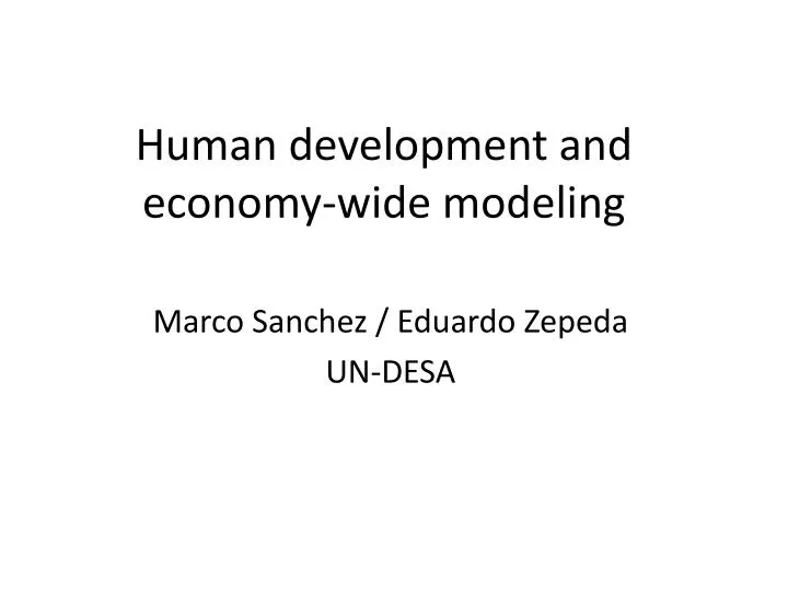 human development and economy wide modeling
