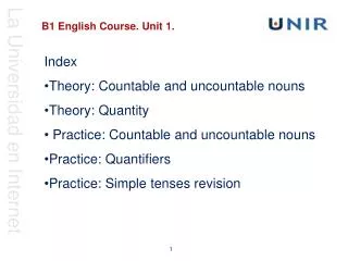 B1 English Course. Unit 1 .