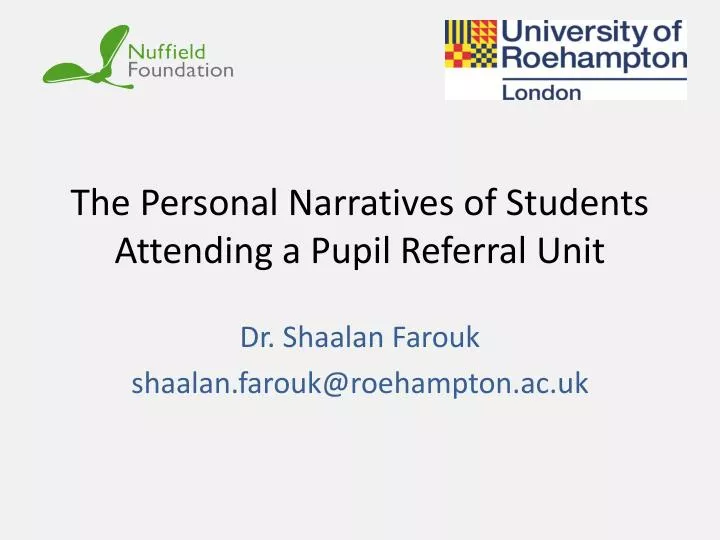the personal narratives of students attending a pupil referral unit