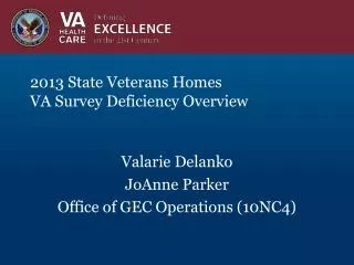 2013 State Veterans Homes VA Survey Deficiency Overview