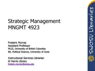 Strategic Management MNGMT 4923
