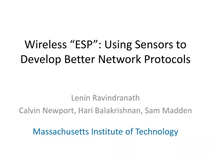 wireless esp using sensors to develop better network protocols