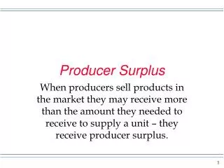 Producer Surplus