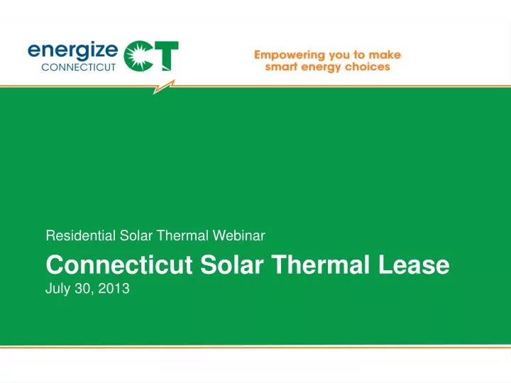 connecticut solar thermal lease july 30 2013