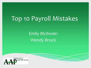 Top 10 Payroll Mistakes