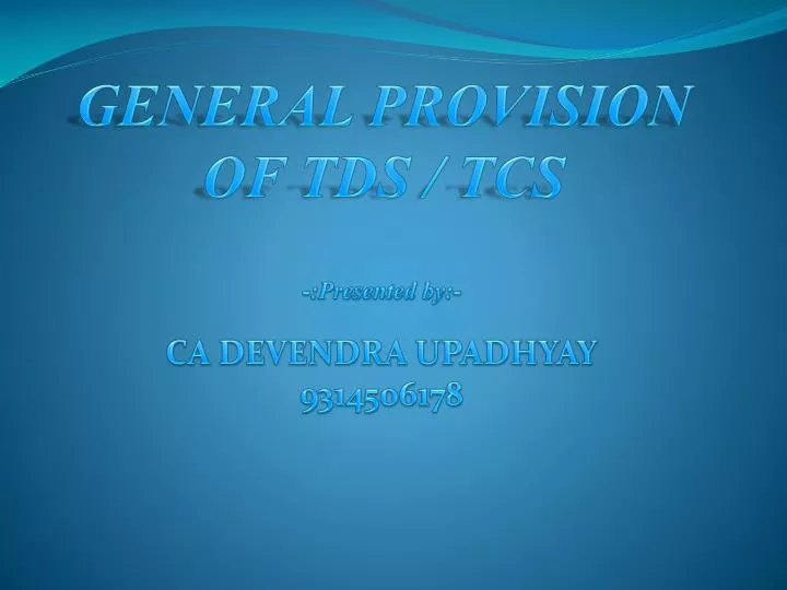 general provision of tds tcs