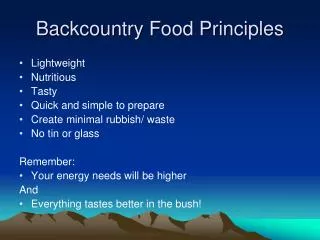 Backcountry Food Principles