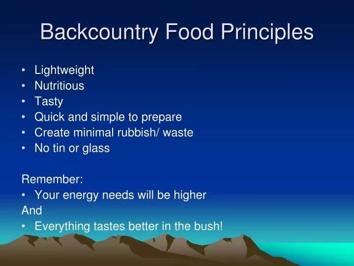 backcountry food principles