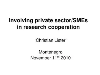 Involving private sector/SMEs in research cooperation